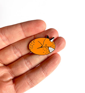Sleeping Fox Enamel Pin