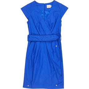 Reiss Blue Wrap Belted Dress