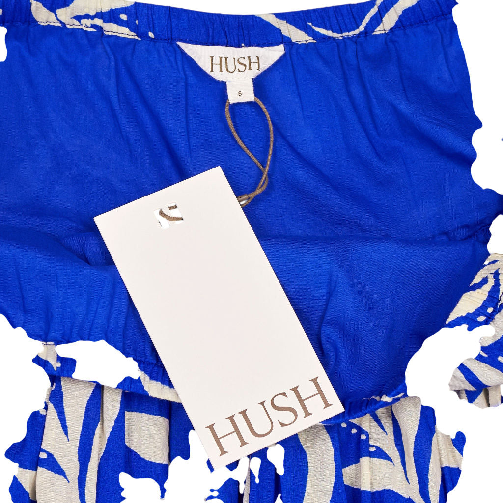 Hush Blue Abstract Palm Midi Skirt