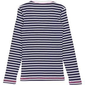 NRBY Navy White Stripe V-Neck Top
