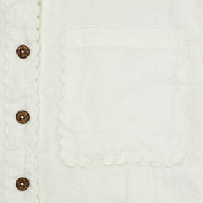 WYSE White Scalloped Button Blouse