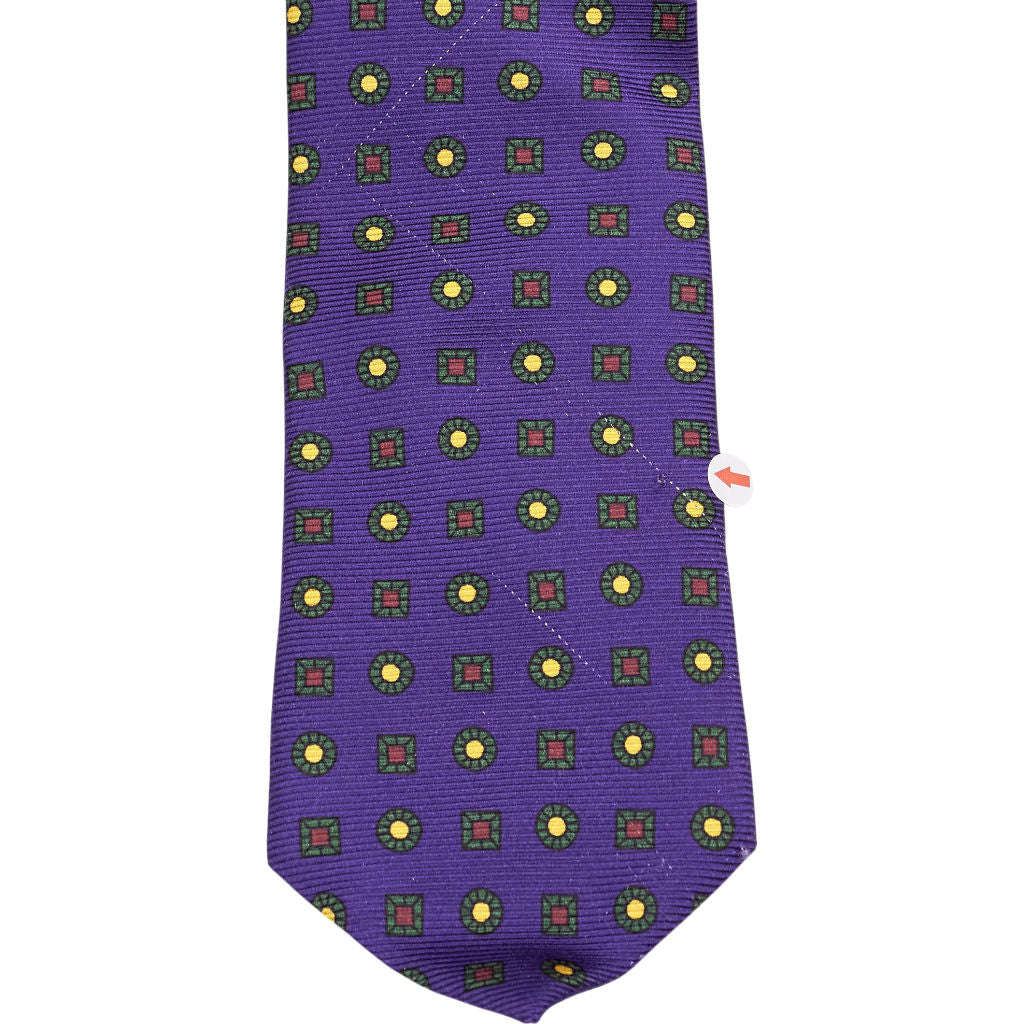 Drake's Purple Patterned Silk Tie