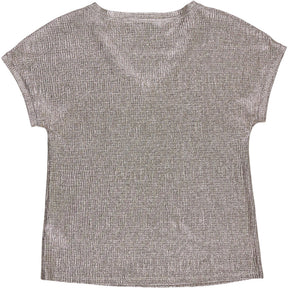 Wyse Champagne Metallic V-Neck T-Shirt