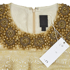 Vera Wang Gold Beaded Sleeveless Dress