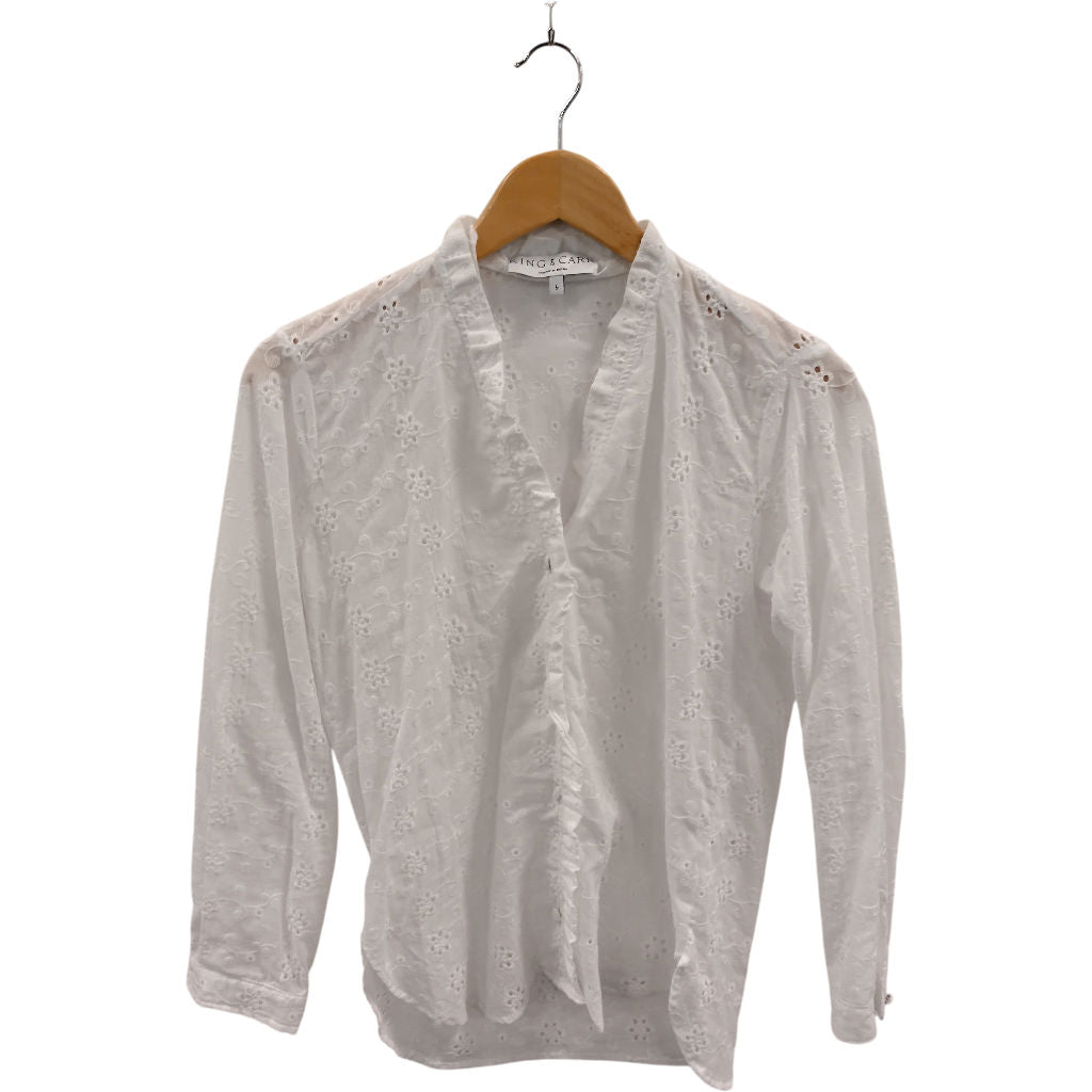 King & Carr White Broderie Ruffle Blouse