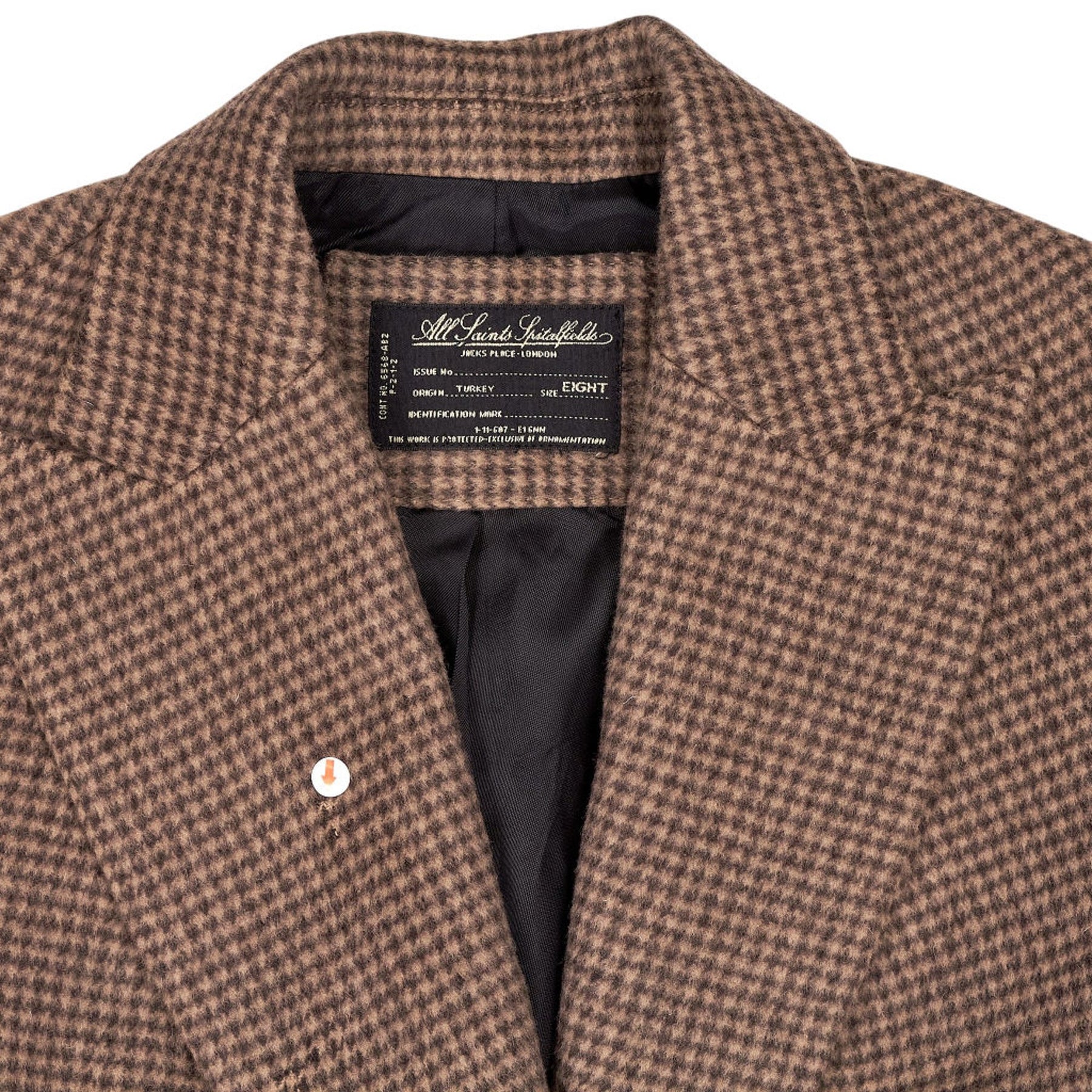 AllSaints Brown Check Wool Blazer