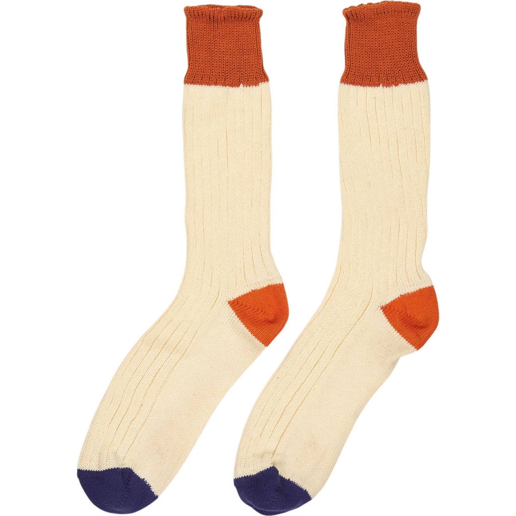 Drakes Cream Orange Knit Socks M