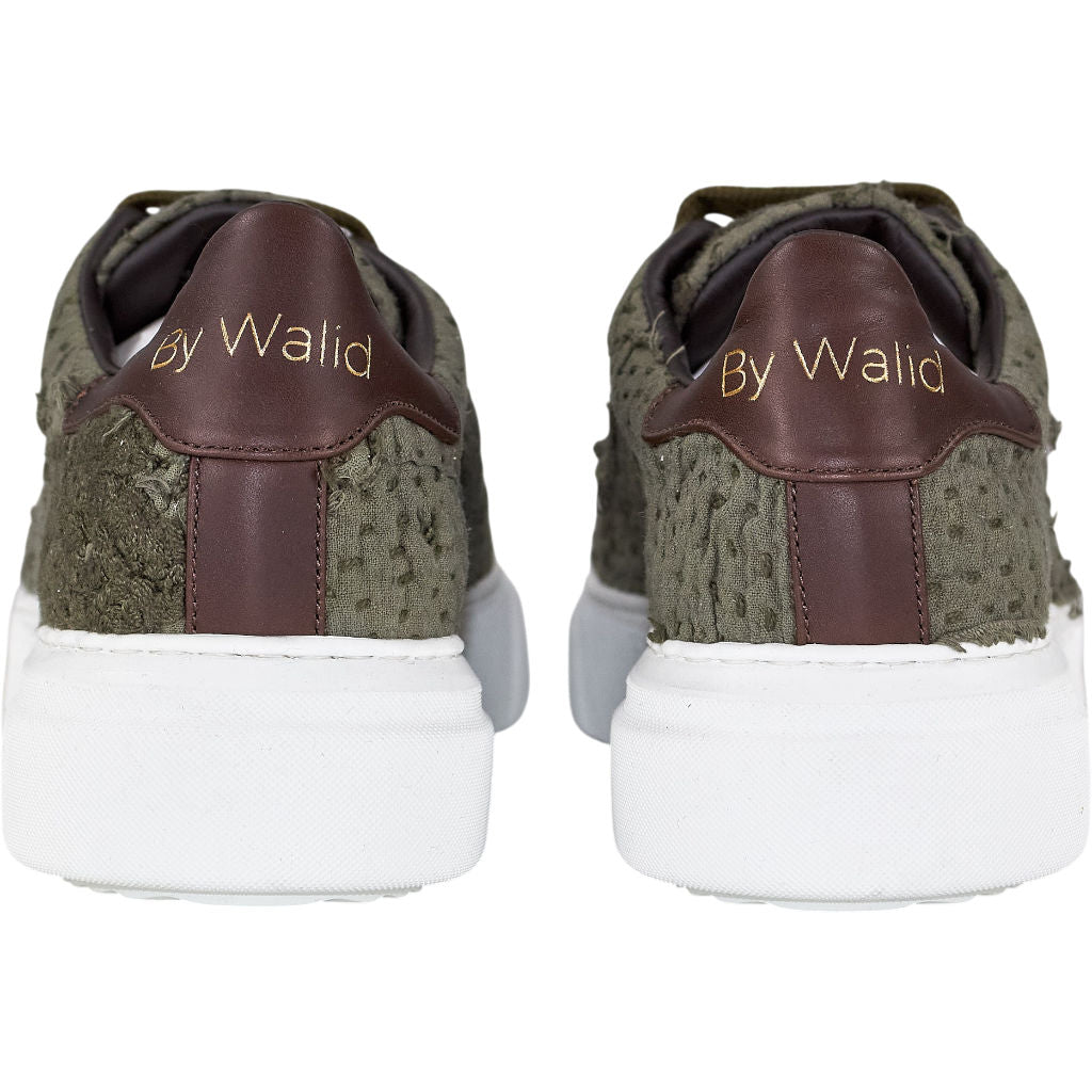 By Walid Olive Green Lace Up Trainers