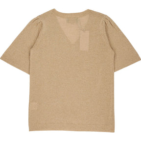 Wyse Champagne V Neck Knit Tee