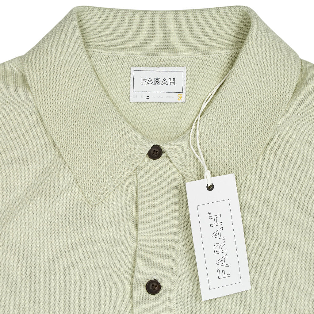 Farah Soft Green Knitted Polo Shirt