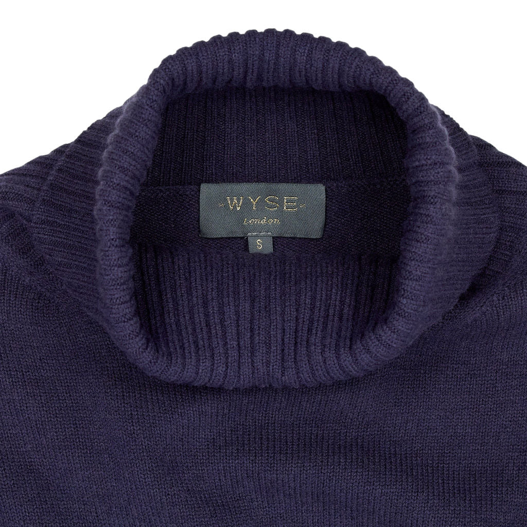 Wyse Navy Wool Turtleneck Dress