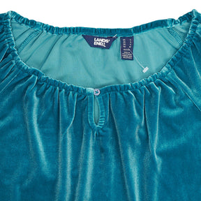 Lands' End Teal Velour Blouse