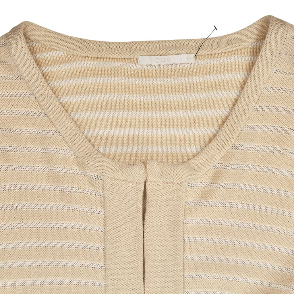 COS Beige Striped Wool Cotton Cardigan