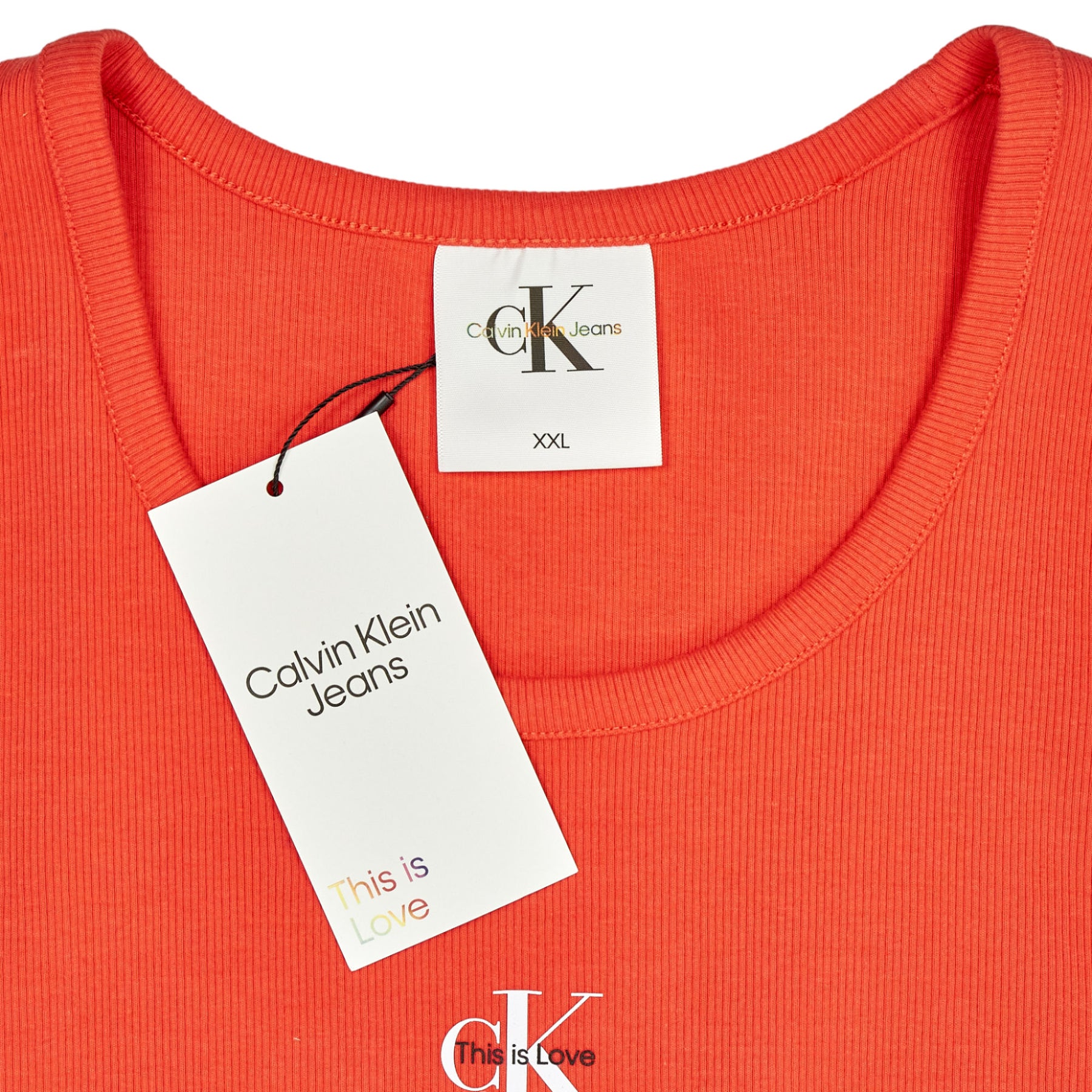 Calvin Klein Jeans Orange Monologo Slim Fit Tank Top