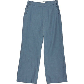 Wyse Blue Button Detail Trousers