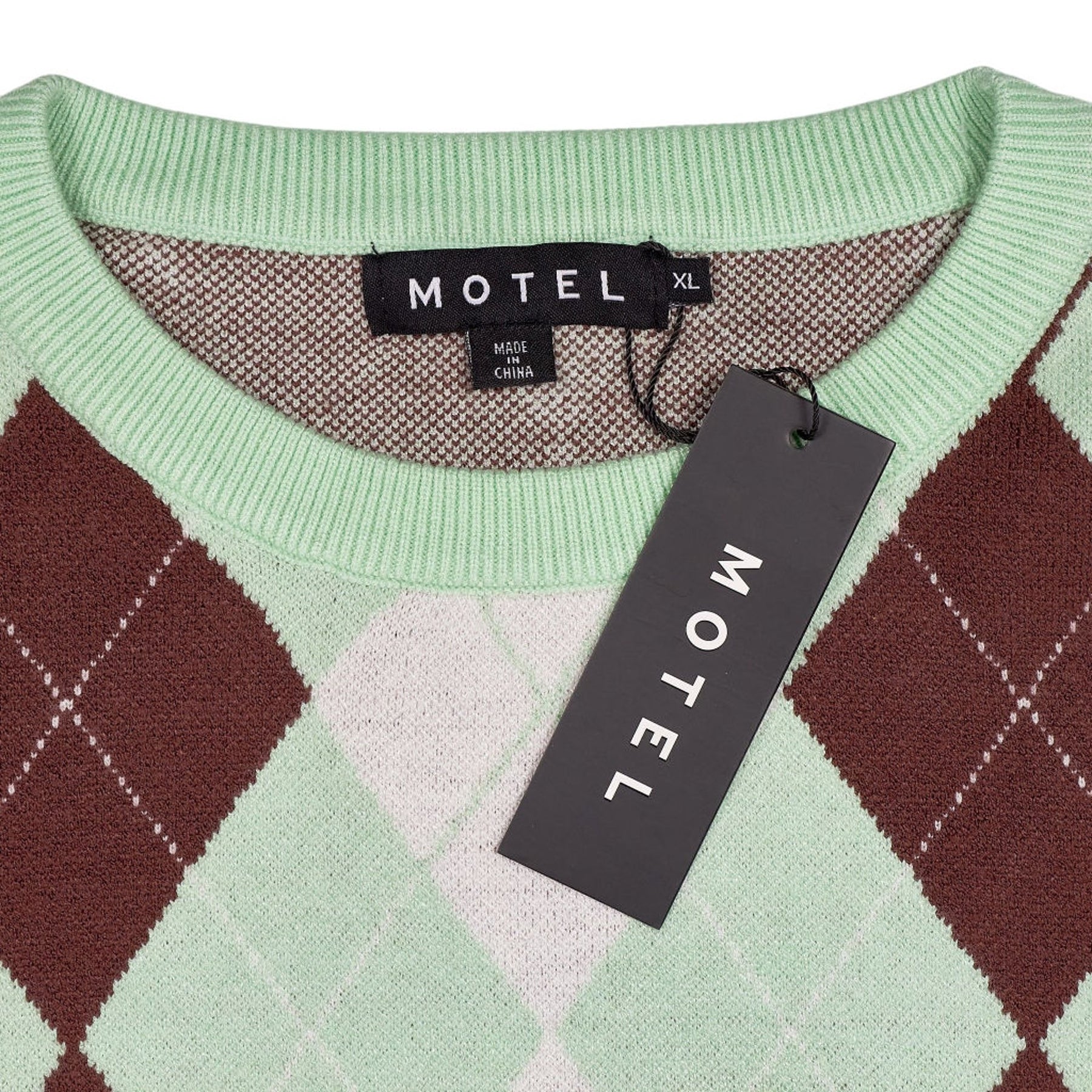 Motel Green Argyle Zuk Jumper
