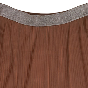 WYSE Brown Pleated Midi Skirt