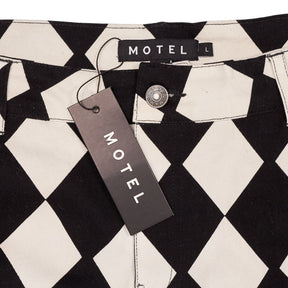 Motel Black White Harlequin Mini Skirt