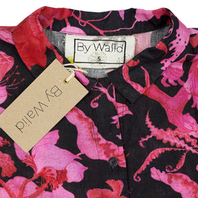 By Walid Exotic Pink Printed Linen Dress