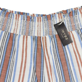 WYSE Tan Blue Stripe Angeline Shorts