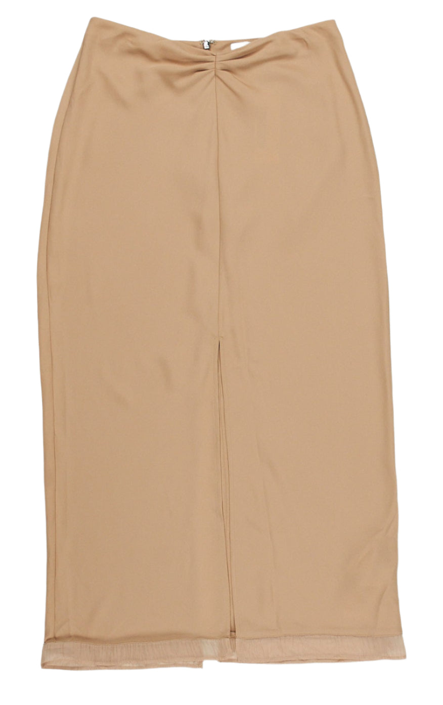 Calvin Klein Brown Sheer Detail Maxi Skirt