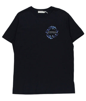 Givenchy Black T-Shirt with Floral Print Design