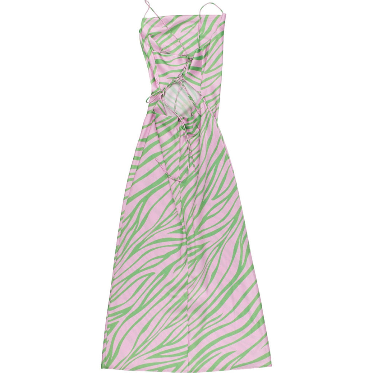 OMNES Pink Green Patterned Midi Dress