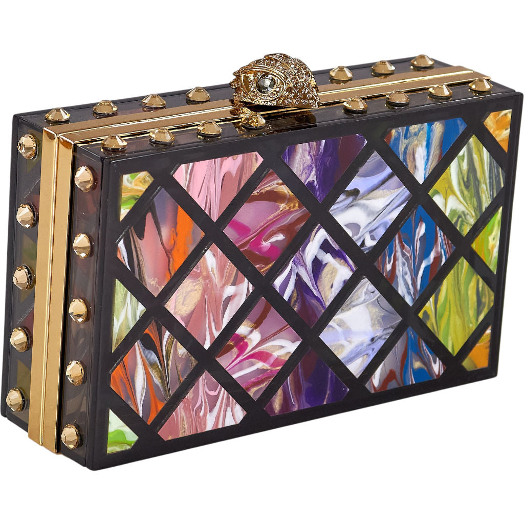 Kurt Geiger Multicolor Acrylic Crystal Clutch