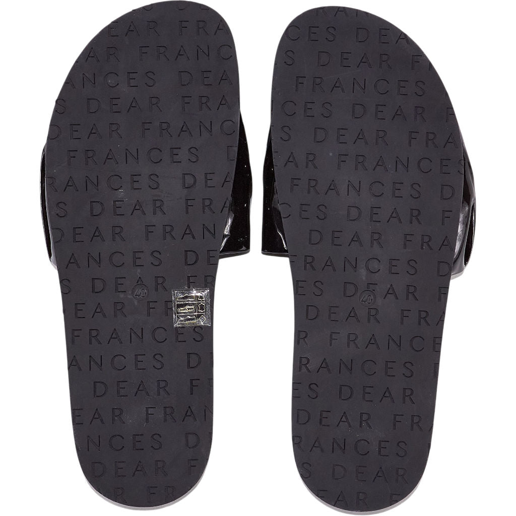 Dear Frances Black Slide Sandals