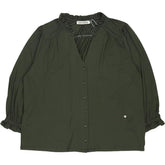 Baukjen Khaki Green Annie Ruffle Collar Blouse
