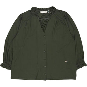 Baukjen Khaki Green Annie Ruffle Collar Blouse