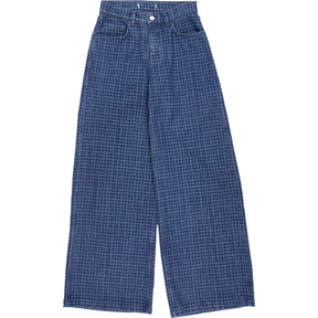 seventy + mochi Blue Houndstooth Wide-Leg Trousers