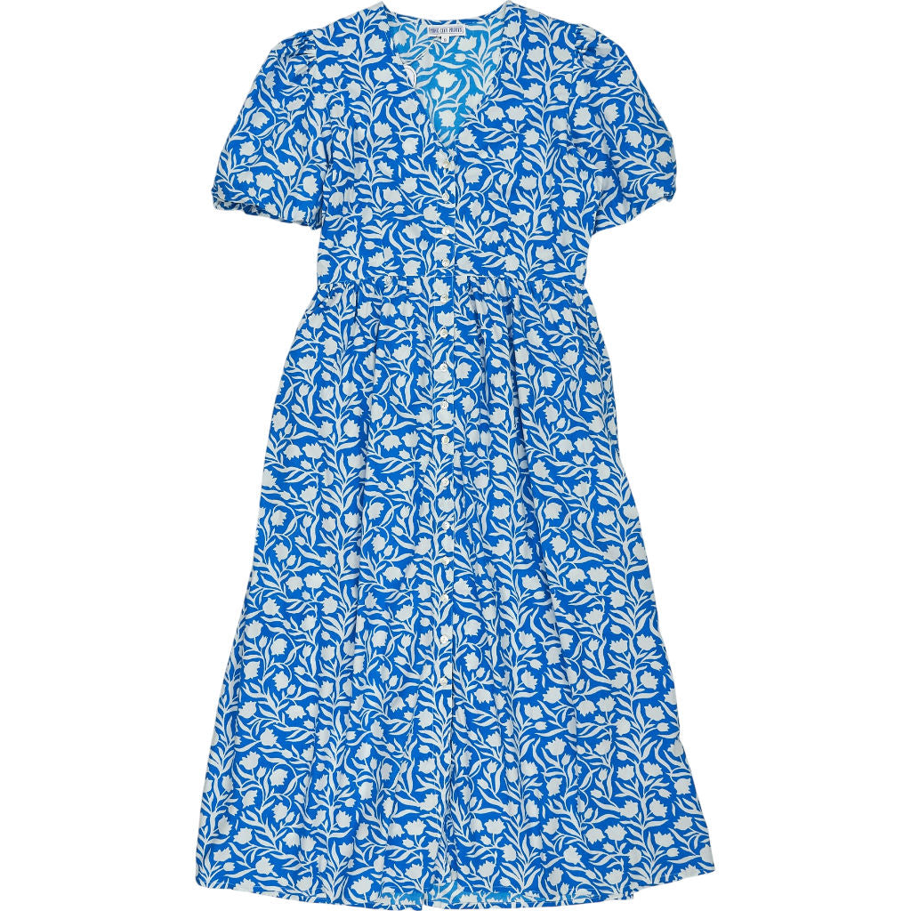 Pink City Prints Blue Rosie Dress Cotton