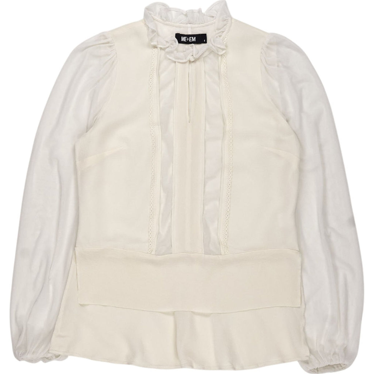 ME+EM Cream Ruffle Blouse