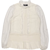 ME+EM Cream Ruffle Blouse