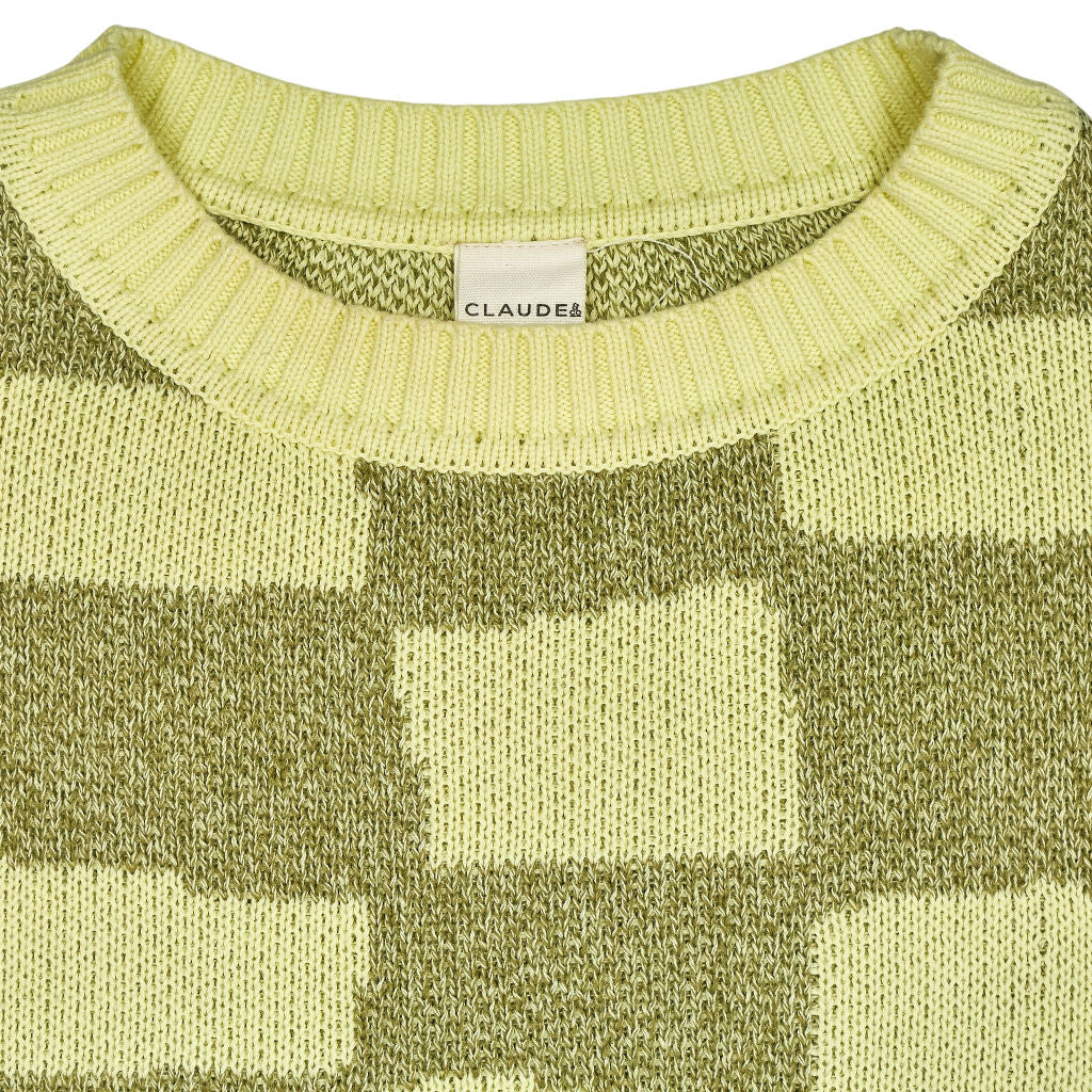 Claude & Co Green Checkered Knit Jumper