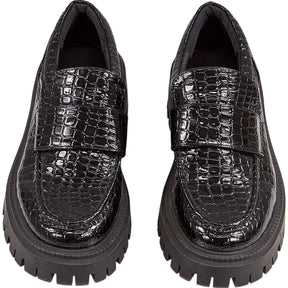 Topshop Black Croc-Embossed Loafers