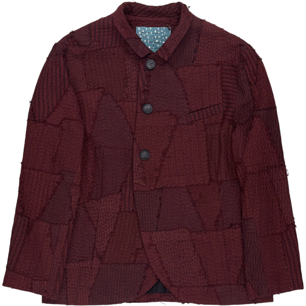 By Walid Burgundy Patchwork Jacket
