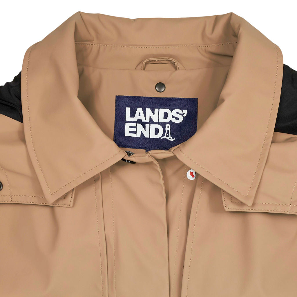 Lands' End Beige Hooded Rain Coat