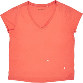 NRBY Coral V-Neck Cotton T-Shirt