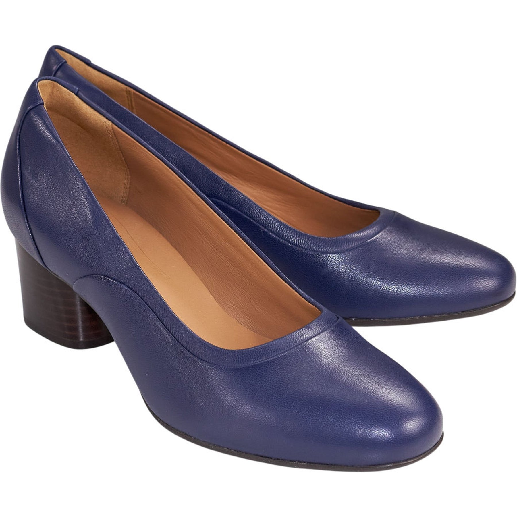 Clarks Navy Leather Un Cosmo Step Heels