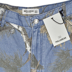 Pull & Bear Blue Camo Denim Shorts