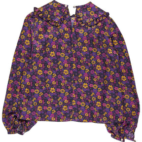 Pink City Prints Purple Floral Ruffle Blouse