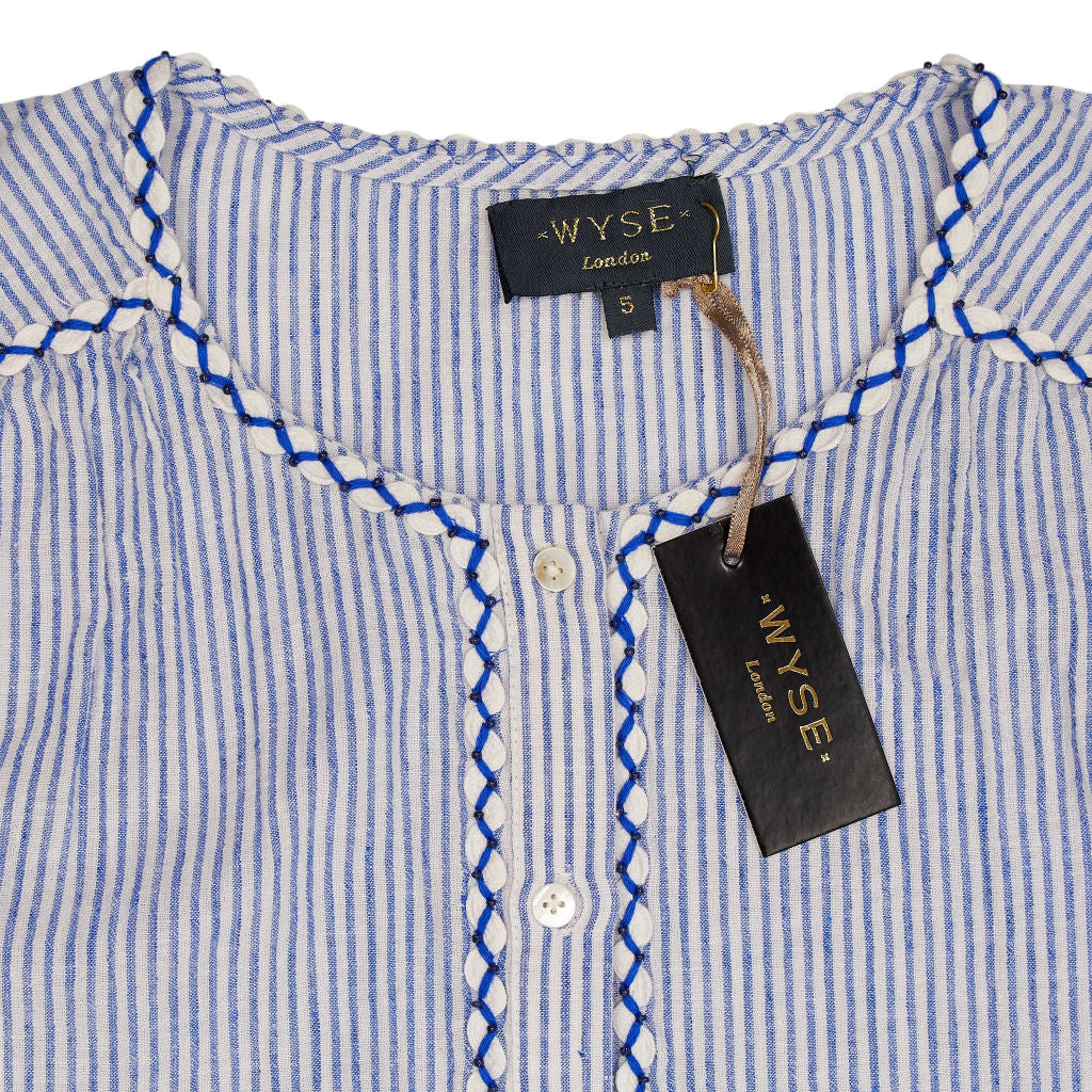 WYSE Blue Stripe Georgia Blouse