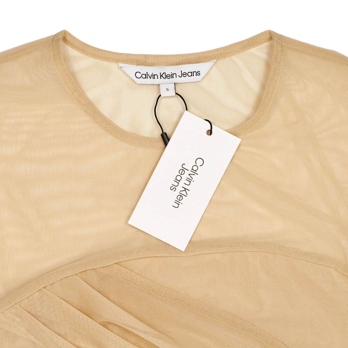 Calvin Klein Jeans Warm Sand Layered Mesh Dress