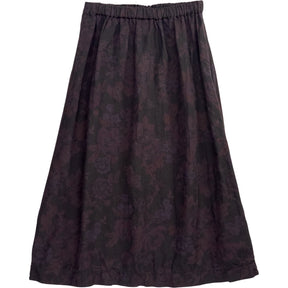 By Walid Black Floral Midi Skirt