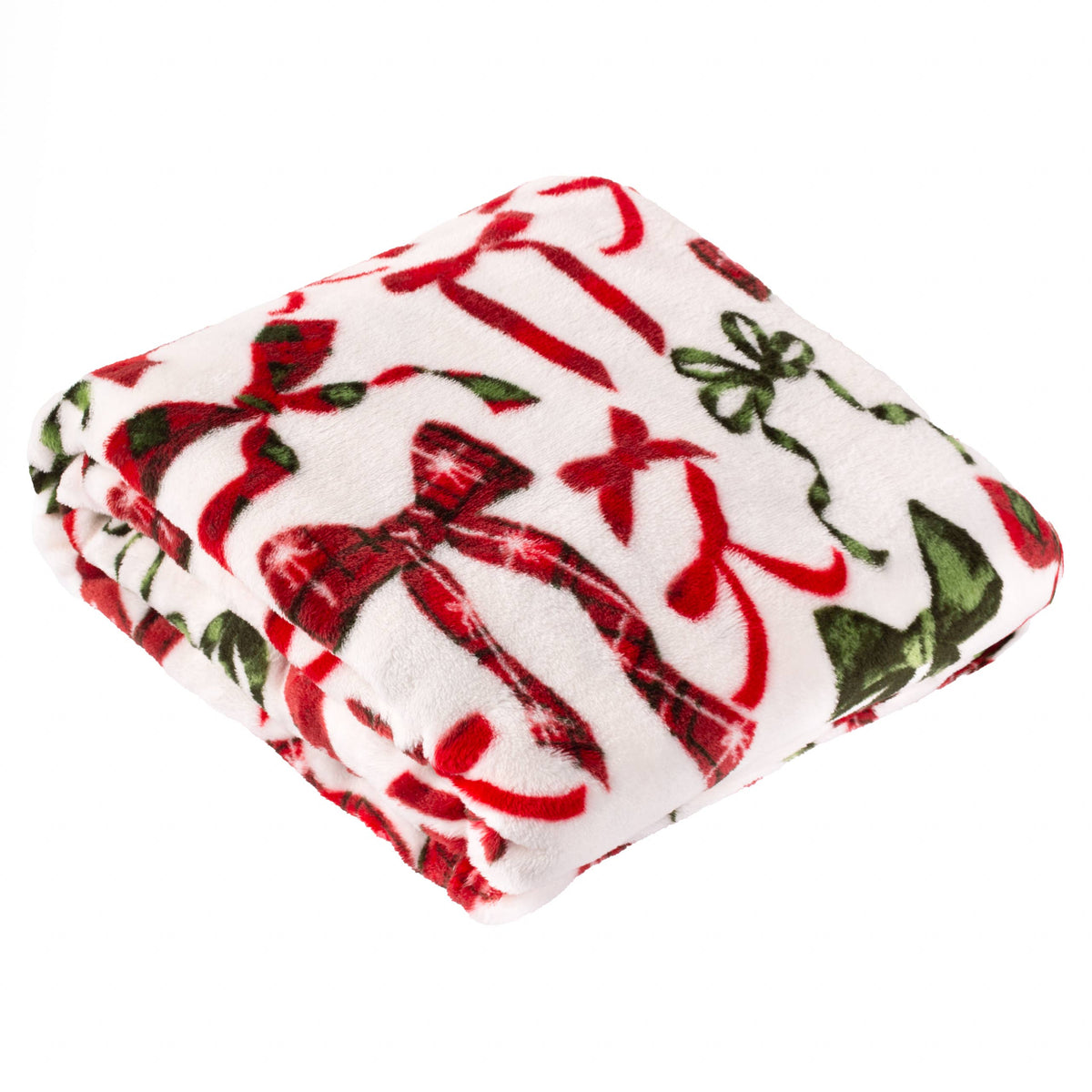 Nathalie Festive Bows Printed Fleece Throw Berry/Pine