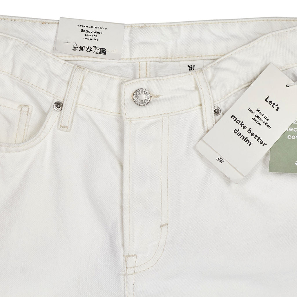 H&M White Baggy Wide Jeans