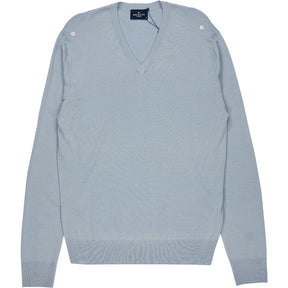 Hackett Blue Merino Silk V-Neck Jumper