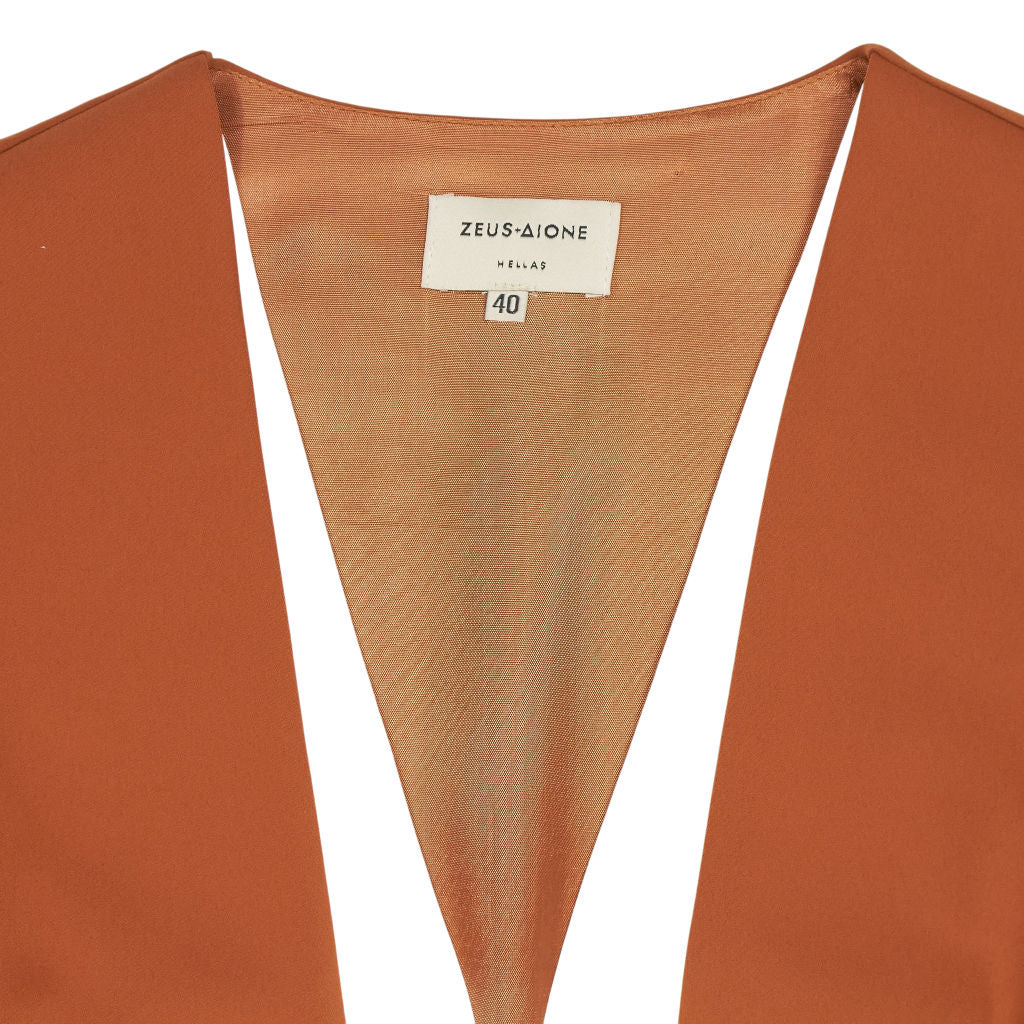 Zeus + Dione Rust and White Midi Dress